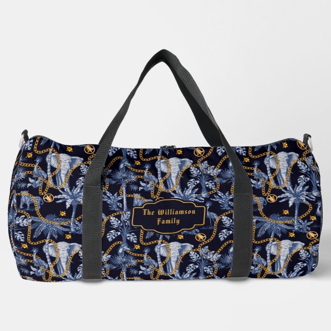 Tropische Jungtiere Gold Ketten Luxusreise Duffle Bag (Vorderseite)