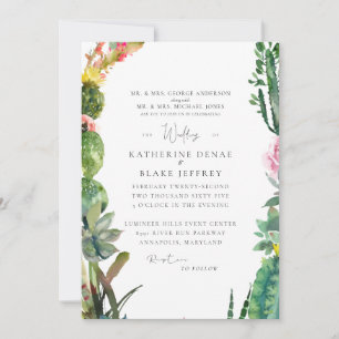 Tropische Kaktus Elegante Hochzeitseinladung Einladung
