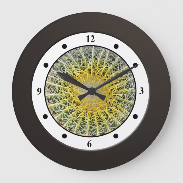 Tropische Kaktus-Pflanzen-moderne Stellen Große Wanduhr (Vorderseite)