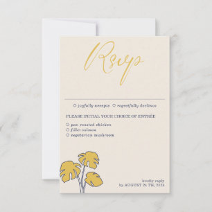 Tropische Kalligrafie: Marinepalme RSVP Karte