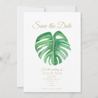 Tropische Käse Pflanze Blatt flache Save the Date 