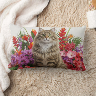 Tropische Katzenart Lumbar Kissen Design.