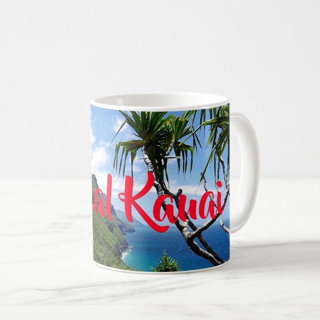 Tropische Kauainepali-Küste Hawaii Kaffeetasse (VorderseiteRechts)