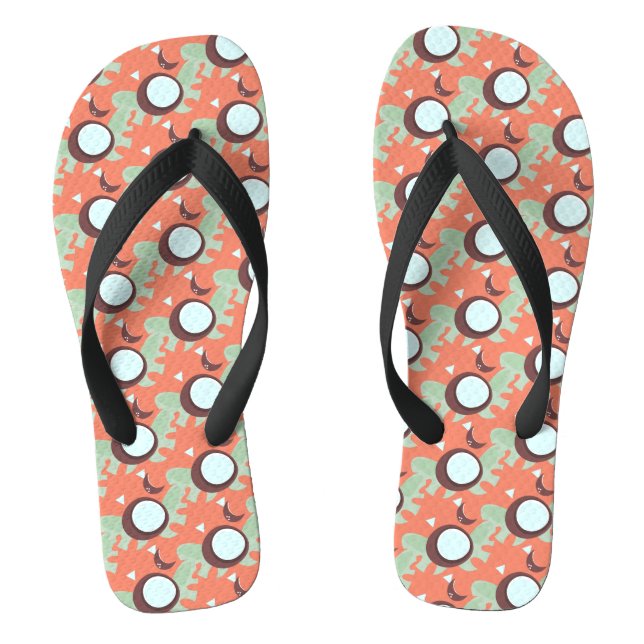 Tropische Kokosnüsse Fruchtmuster Flip Flops (Fußbett)