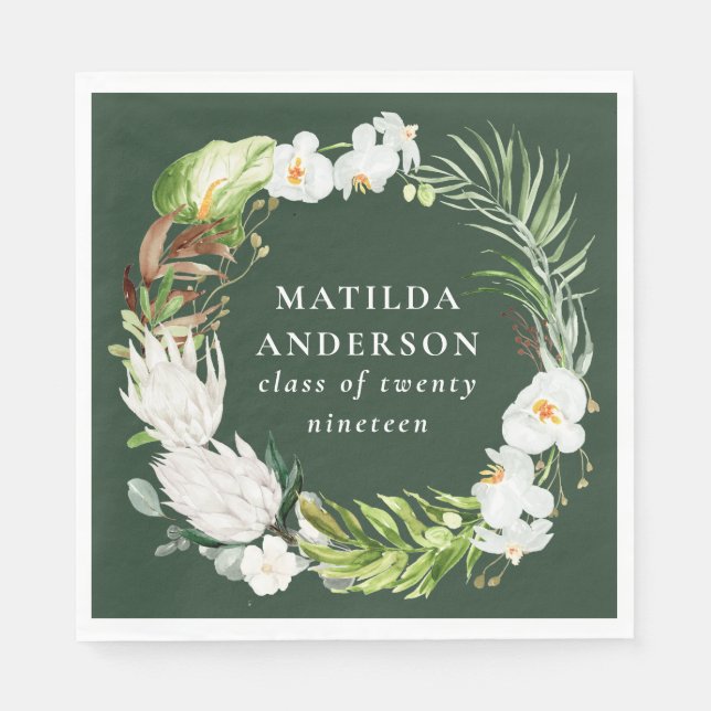 Tropische Kranzgraduierungsparty Serviette (Vorderseite)