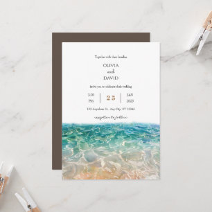 Tropische kristallklare Ozeanwellen Strandhochzeit Einladung