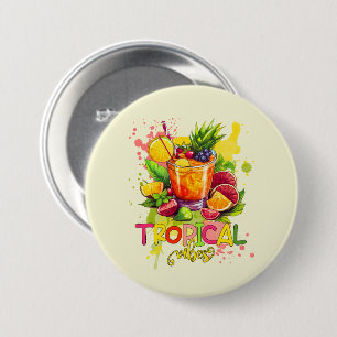 Tropische Kuben - Sommerbeuteln Wasserfarbenfrücht Button