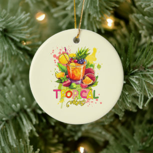 Tropische Kuben - Sommerbeuteln Wasserfarbenfrücht Keramik Ornament