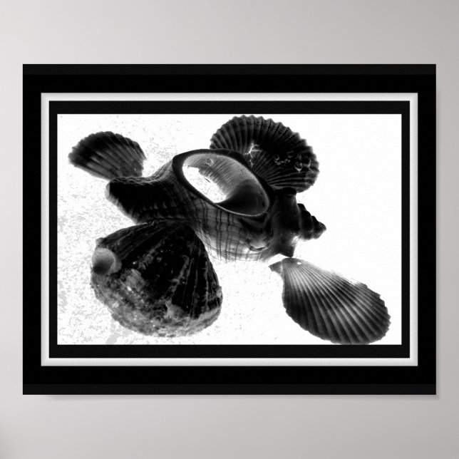 Tropische Kunst in Schwarz und Weiß Poster (Vorne)