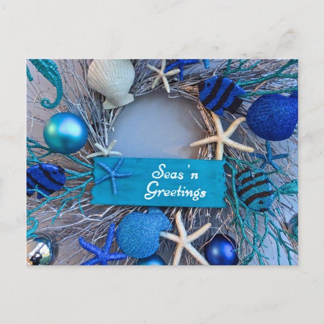 Tropische Küste Seashell Weihnachten Postkarte (Vorderseite)