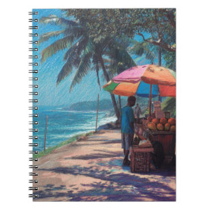 Tropische Küstenfrucht Stand Pastel Art Notizblock