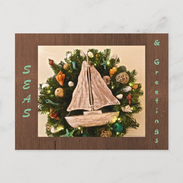 Tropische Küstenmeere & Grüße Weihnachten Postkarte (Vorderseite)