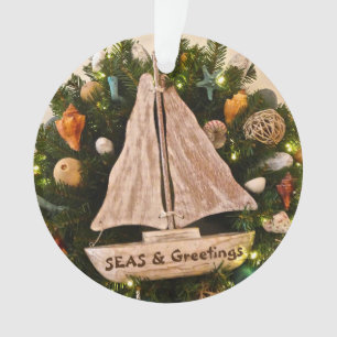 Tropische Küstenmeere und Grüße Weihnachten Ornament