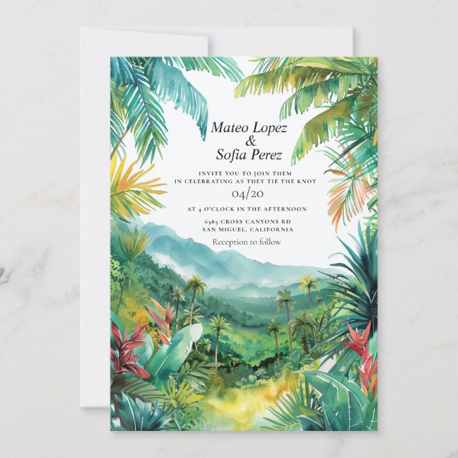 Tropische Landschaft Bali Hochzeit Einladung (Vorderseite)