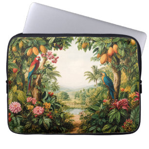 Tropische Landschaft Kakao Papageien Blume Aquarel Laptopschutzhülle