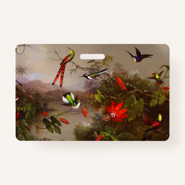 Tropische Landschaft mit zehn Hummingbirds Heade Ausweis (Vorderseite)