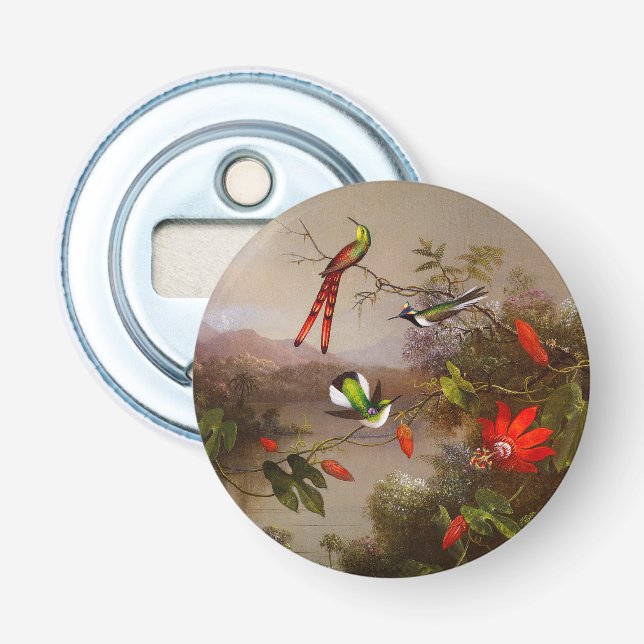 Tropische Landschaft mit zehn Hummingbirds Heade Flaschenöffner (Vorderseite)
