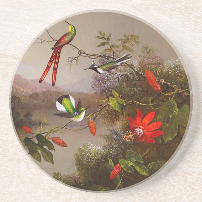Tropische Landschaft mit zehn Hummingbirds Heade Getränkeuntersetzer (Vorne)