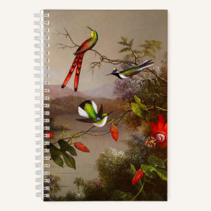 Tropische Landschaft mit zehn Hummingbirds Heade Notizbuch