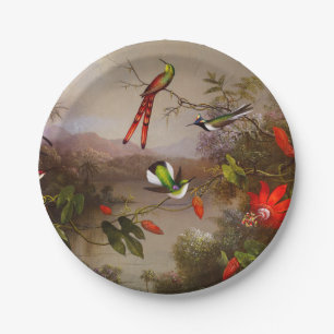Tropische Landschaft mit zehn Hummingbirds Heade Pappteller