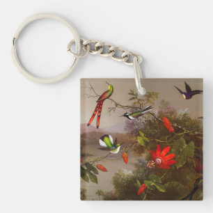 Tropische Landschaft mit zehn Hummingbirds Heade Schlüsselanhänger