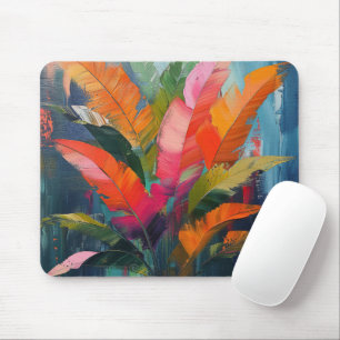 Tropische Lebendigkeit – Abstrakte farbenfrohe Blä Mousepad