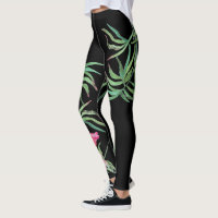 Tropische Leggings Hibiskus und Bambus
