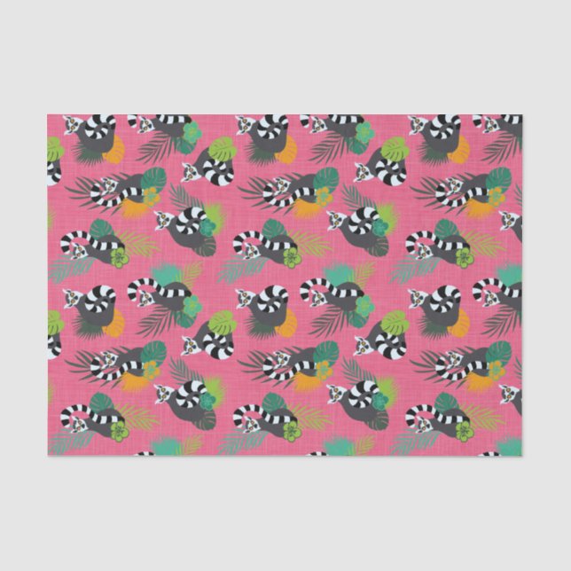 Tropische Lemuren - Rosa Seidenpapier (Vorderseite)
