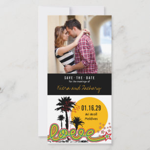 Tropische Liebe Sommerpalmen Bäume Retro Modernes  Save The Date