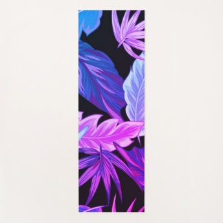 Tropische lila botanische Blätter Yogamatte