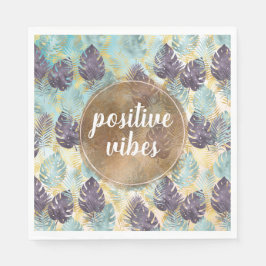 Tropische Lila grüne Blätter Positive Vibes Serviette