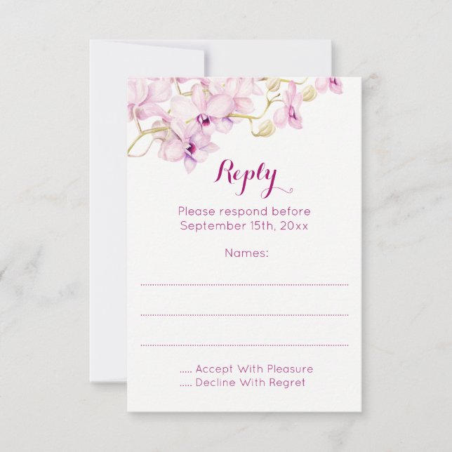 Tropische Lila Orchideenkarte RSVP Karte (Vorderseite)