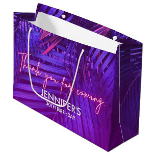 Tropische lila Palmblatt-Geschenktasche groß Große Geschenktüte