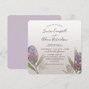 Tropische Lila Wasserfarbe Weddin Einladung