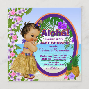 Tropische Luau Hawaiian Hula Mädchen Baby Shower Einladung