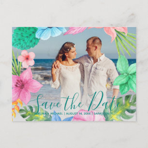Tropische Luau-Ozean-Hochzeit PHOTO Termin-Skript Ankündigungspostkarte