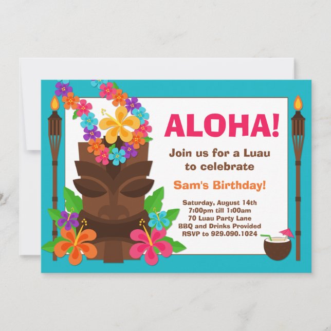 Tropische Luau Party Einladung (Vorderseite)