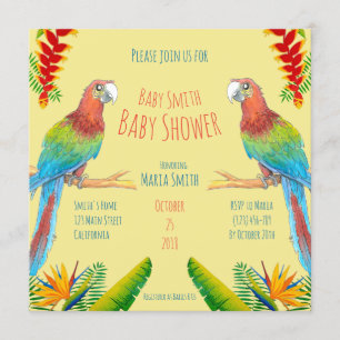 Tropische Macaw-Papageien-Babyparty-Einladung Einladung