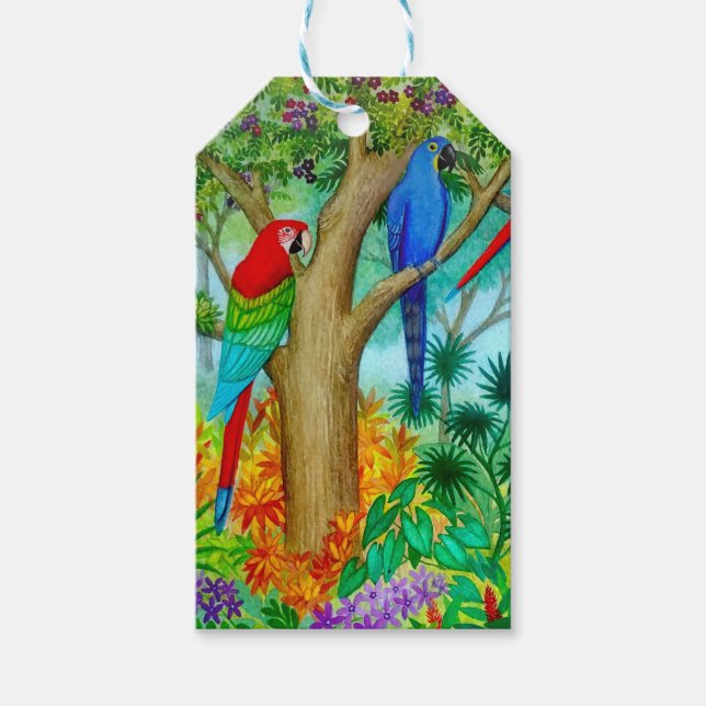 Tropische Macaw Parrots Geschenketiketten Geschenkanhänger (Vorderseite)