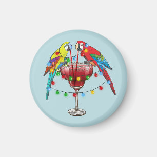 Tropische Macaws trinken Wein Magnet
