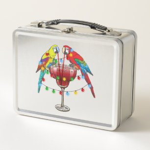 Tropische Macaws trinken Wein Metall Brotdose