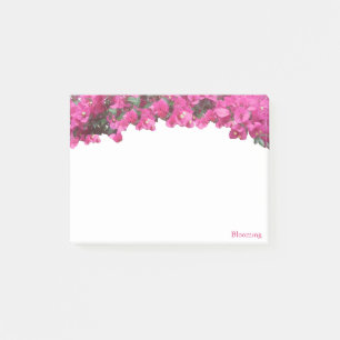 Tropische Magenta Rosa Blumen auf Weiß Post-it Klebezettel