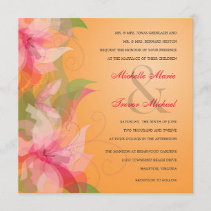 Tropische Mandarine & Fuschia Hochzeit Einladungen