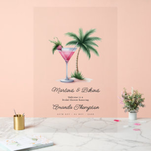 Tropische Martinis & Bikinis Brautparty Willkommen Acrylschild