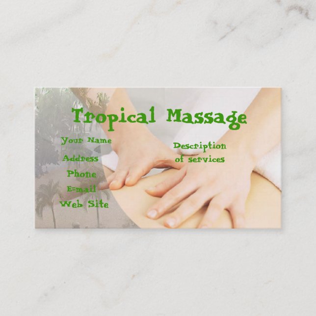 Tropische Massage Visitenkarte (Vorderseite)