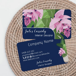 Tropische Medinilla Blume Dunkles blaues Panel Visitenkarte