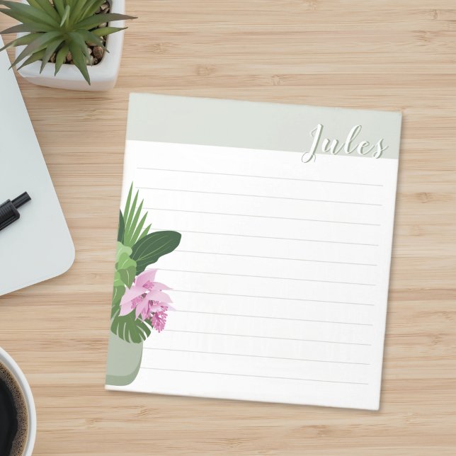 Tropische Medinilla Blume Grüne Vase Name Linken Notizblock (Von Creator hochgeladen)