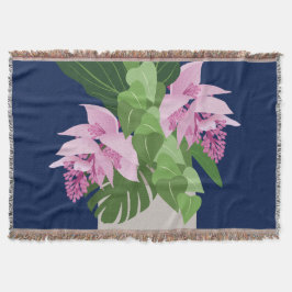Tropische Medinilla Pink-Blume auf Dunkelblau Decke