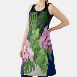 Tropische Medinilla Pink-Blume auf Dunkelblau Schürze