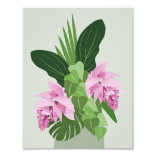 Tropische Medinilla Pink-Blume auf Grün Fotodruck
